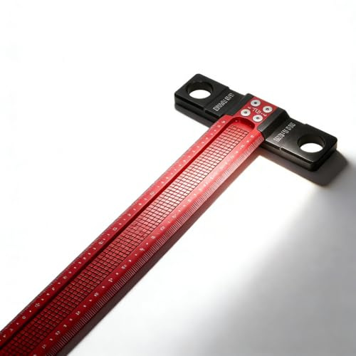 Holzbearbeitung T - Lineal aus Aluminium, Anreißlineal mit Maßskala, 100cm, Rot - Schwarz - Präzises Markieren, Robust und Rostfrei, Ideal für Schreiner und Heimwerker