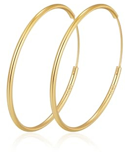MOROTOLE Creolen Silber 925 für Damen 14 Karat Vergoldete Gold/Silber Endlos Creolenes Hypoallergene Große Ohrringe Gold Silber Creolen 30/40/50/60/70 mm