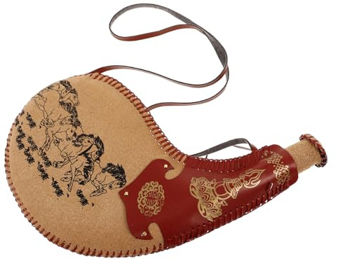 ANDRESLAD Poche à eau en cuir vintage étanche avec sangle épaule spécialement conçue pour activités outdoor comme camping randonnée gourde traditionnelle en cuir