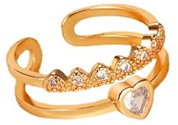 Ayoiow Vorsteckring Gelbgold 585, Offen Labordiamant Ring mit Diamanten 55, Ringe in Gold für Damen