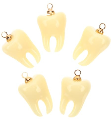 Hoement 5 Stück Teiliges Zahnform Schmuck Charms aus Robustem Resin für DIY Halsketten Armbänder Schlüsselanhänger Basteln Kreative Anhänger Zubehör für Individuellen Schmuck