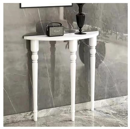 SRDCAIM Tavolo consolle a mezzaluna in legno massello, tavolo da ingresso stretto, tavolino semi-arrotondato per soggiorno, corridoio, ingresso, dietro il divano(White,100cm/39.4in)