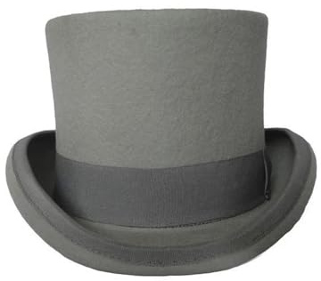VMDVBNA Cylinderhatt klassisk ullfilthattar ridhatt magisk hatt män cylinder damer vintage hatt svart röd karneval (grå, S 52–55 cm)