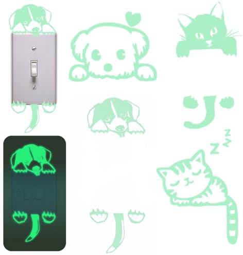 RVYEIOP 4 unidades Adhesivos decorativos para paredes Pegatinas luminosas para interruptores, Adhesivos decorativos Pegatinas luminosas para interruptores, pegatinas decorativas para paredes.