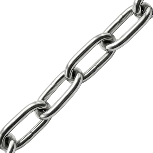 Lumonic 2m Kette V4A Edelstahl | 4mm | Langgliedrig | Rostfrei + Seewasserfest | Regenkette, Blumenampel, Absperrkette