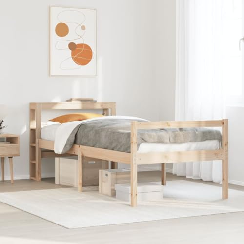 Genérico Cama Personas Mayores con cabecero Madera Maciza Pino 90x190 cm, Camas y somieres Marrón,3305851