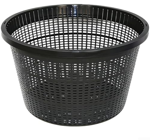 Grand pot de plantation rond de 21,6 cm pour jardins aquatiques, panier en maille plastique avec crochets pour le contrôle des racines d'aquarium, idéal pour les nénuphars et les systèmes d'îles