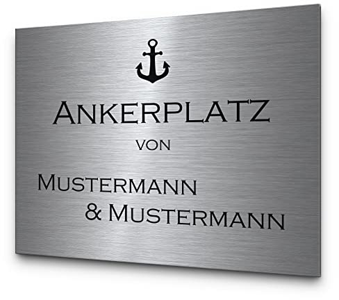 Hochwertiges Edelstahl Türschild mit Gravur | Haustür o. Briefkasten Namensschild selbstklebend oder mit Bohrlöcher | Riesige Motiv & Größen Auswahl | Haustürschild Klingelschild personalisiert