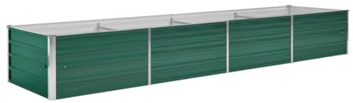 vidaXL Letto Rialzato Giardino in Acciaio Zincato 320x80x45 cm Verde Fioriera