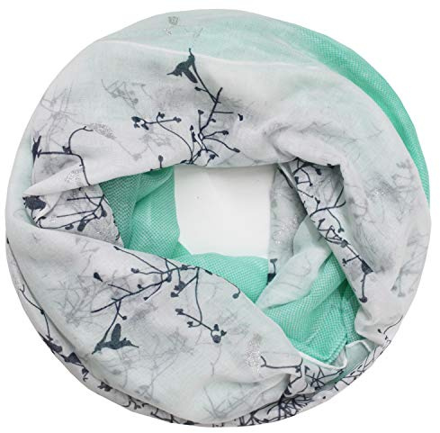 Glamexx24 Topstyle halsduk tubhalsduk dam lång halsduk med mönster loop halsduk halsduk halsduk rund halsduk lätt, Grön vit, En Storlek