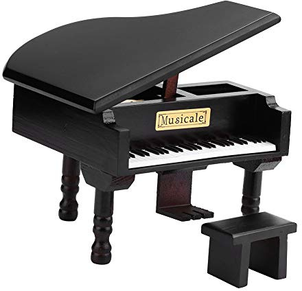 Hztyyier Spieluhr Mini Piano Shaped Wooded Music Box mit kleinen Hocker personalisierte Geburtstagsgeschenk