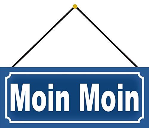 Schatzmix Hamburg Moin Metallschild 27x10 cm Wanddeko tin Sign mit Kordel Blechschild, Blech, Mehrfarbig
