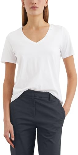 Marc OߴPolo Mujer Camiseta con cuello de pico Regular fit, Blanco (White), M