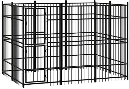 vidaXL Hundgård för utomhusbruk stål 5,53 m², hundhus, hundburar, inhägnad, hundbur, hundstaket, inhägnader, hundstaket, hundgård, hundgårdar