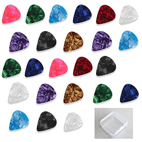GWAWG Guitar Picks 24PCS Plectrums Guitar Bass Celluloid Style Heart Picks 4 Thicknesses 0.5mm 0.75mm 1.0mm 1.2mm