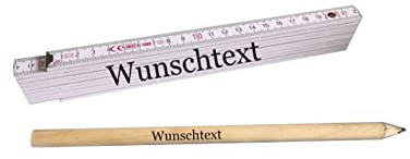 hegehof Zollstock und Bleistift mit Wunschtext - Glieder-Maßstab & Stift personalisiert - Meterstab mit Stift individuell bedruckt