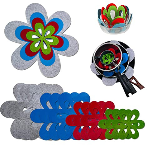 LIANCHEN 12 Stück pan Protectors, 35.5/25/20/15cm Topf- und Pfannenschutz Stapelschutz Set Verschiedene Pfannenschoner Filz für Pfannen Töpfe und Schüsseln 4 Größen