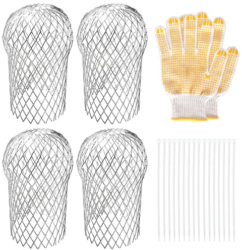 Sankoly 4 Pack Downspouts Gutter Guard Aluminum Filter Strainer Expandable Gutter Downspout Guards Gutter Downspout Protectors for Preventing Blockage from Leaves, Debris