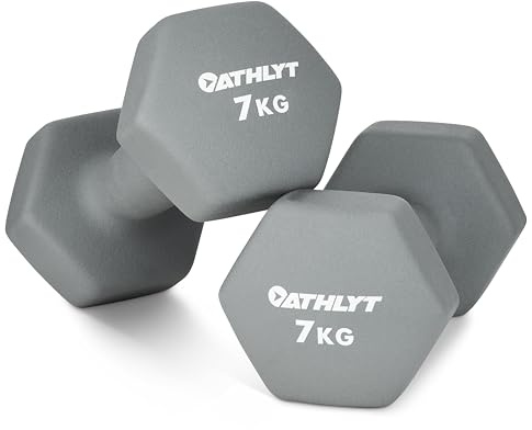 Athlyt Set di 2 manubri in neoprene, 2 x 7 kg, Grigio – Fitness e allenamento a casa