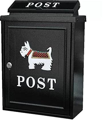 Wandbriefkästen Hund Logo An Der Wand Befestigter Briefkasten, Abschließbarer Briefkasten, Retro-Briefkasten, Regensicherer Briefkasten, Großer Ländlicher Nachrichtenkasten ( Farbe : A , Size : 28.5*1