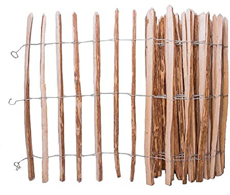 Sevico Staketenzaun imprägniert Haselnuss Holzzaun Haselnussholz Zaunlatte Rollzaun Kastanienzaun Gartenzaun 120 cm x 5m, Lattenabstand: 7-8 cm