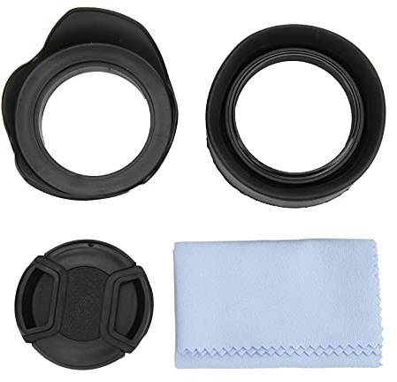 4-in-1-Gegenlichtblende-Set, Gummi-Gegenlichtblende, Lotusblende, Objektivdeckel und Reinigungstuch, Blockiert überschüssiges Sonnenlicht für Verbesserte Fotografie (55mm)