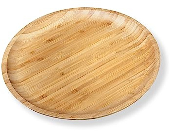WILMAX | TELLER 28 CM | Bambus-Teller | Holzteller | Kuchenteller | Servierplatte | Geteilter Teller | Tafelgeschirr | Speiseteller | Teller zum Essen