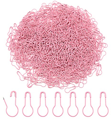 Hocansen 1000 Stück Sicherheitsnadeln Metallkürbisnadel 22mm Birnenförmige Snadeln Calabash Pin für Maschenmarkierer,Stricken,Nähzubehör(Rosa/HL)
