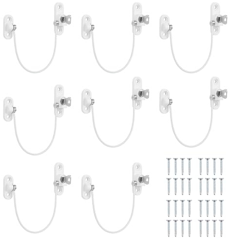 Belle Vous Pack de 8 Cierres Blancos Cable Seguridad Ventanas Niños con Llaves - Limitador Apertura Ventanas UPVC, Cierre Gabinetes y Cajones - Cierre para Niños y Bebes Seguridad en Casa