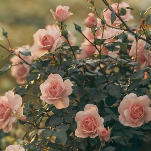 EURO PLANTS VIVAI Rose à buisson Grandes fleurs couleur rose nacrée sur ø 18 × 18 / vase Ø 20