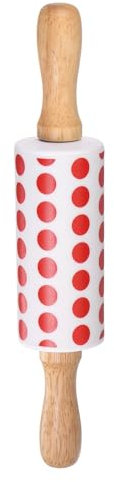 QUARKZMAN Silicone Mattarello per Pasticceria 9 Legno Manico Antiaderente Mattarello Piccolo Rullo Pasta Mattarello per Impasto Pizza Pasticceria Cucina Fondente Rosso Bianco