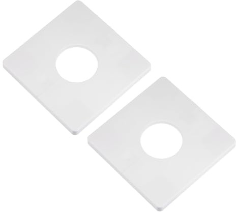 sourcing map 2Pcs Plaque Murale Fendue Plaque d'Obturation Carrée Blanc | en ABS Autocollante avec Un Trou de Diamètre de 33 mm/1,3 Pouce, Cache-Tuyau pour La Décoration de Robinet d'Eau
