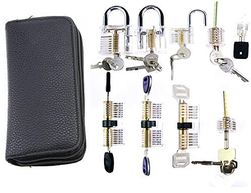 Kit de Crochetage Serrure,Transparente Cadenas, PHOTO PUCTURE SET POUR LE VERRESMITH Débutant, 24pcs Retirez l'outil Pick Pick avec diverses combinaisons transparentes de verrouillage, kit d'outils de