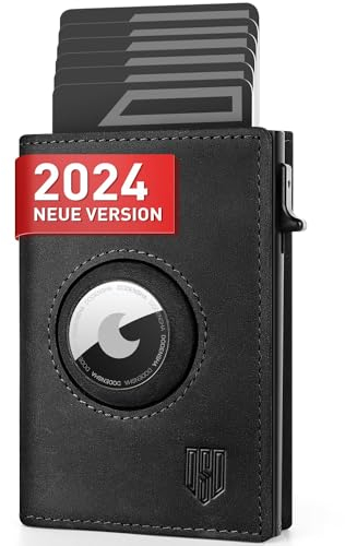 DODENSHA® MagSnap AirTag Wallet mit RFID Schutz für Herren - Kartenetui Klein für 10+ Karten I Smart Portmonee mit Münzfach und AirTag* Fach I Schwarz