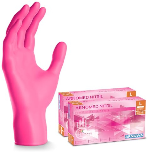 200x ARNOMED® Einweghandschuhe Pink, Nitril Handschuhe, Einmalhandschuhe L | Nitrilhandschuhe Einweg puderfrei, Gummihandschuhe Einweg, Schutzhandschuhe, Handschuhe Nitril in XS, S, M, L