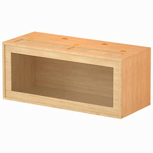 SYSZSYHD Großer Haustierkäfig aus Holz (31,5 Zoll), Belüftungshäuser für kleine Haustiere, ausziehbarer, durchsichtiger Tür-Hamster- und Hasenkäfig, inklusive auslaufsicherer Unterlage (80 cmC)