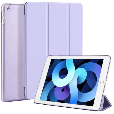 4UBonLife Custodia per iPad 6a /5a Generazione 9,7 Pollici 2018/2017, Cover Protettiva Rigida, Sottile e Leggera con Traslucida Posteriore Opaca Cover per iPad 5/6, Auto Sveglia/Sonno, Viola Chiaro