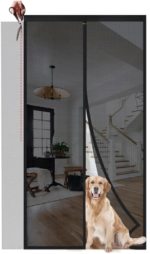 Sekey Mosquitera Puerta Magnetica se Puede Cortar en Ancho Cortina Antimosquitos Magnetica de Balcón 160x230cm Negro