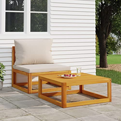Chaduof 2-TLG. Garten-Sofa-Set mit Kissen Massivholz Akazie, Gartensofa, Loungemöbel, Balkonmöbel, Outdoor Sofa, Balkon Sofa, Balkon Lounge, Sitzecke Balkon - 360011