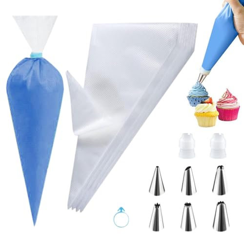Mangas pasteleras para pasteles, Mangas pasteleras para glaseado - Mangas pasteleras de chocolate | Suministros antideslizantes para decoración de pasteles para galletas, 100 bolsas de repostería, aco