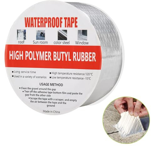 Diealles Shine Nastro Butilico 50 mm x 5 m, Nastro Sigillante in Alluminio, Impermeabile, Spessore 1,5 mm, Autoadesivo, Riparare Perdite dal Tetto e Crepe Superficiali