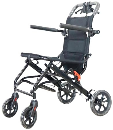 Altsuceser Fauteuil roulant manuel, léger et pliable, fauteuil roulant de transport à portes étroites, chaise de transport pour adultes et personnes âgées, fauteuil roulant de voyage avec support 100