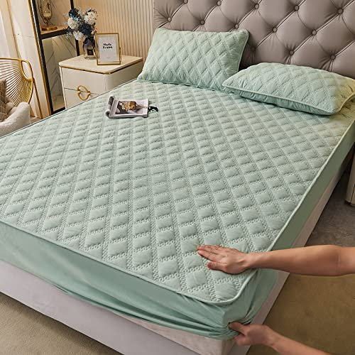 Drap Housse Coton Matelassé pour Matelas 90x190 - Protection Antidérapant Gris Foncé