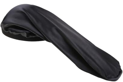 LIFKOME Weite Satinähnliche Schlafhaube Elastisch Langer Hut Für Frauen Mit Gedrucktem Design Haarschonend Dehnbar Für Lange Zöpfe Und Haarverlustschutz Schwarz