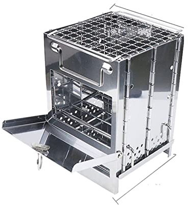 KWMAEEUID Parrillas Estufa de leña Multiusos para Exteriores, portátil, para Acampar, Picnic, Barbacoa, Viaje, Plegable, de Acero Inoxidable, Estufa de leña, Parrilla de Cocina de carbón