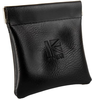 KBEAR Étui pour Casque avec Fermeture élastique, Pochette de Voyage Portable pour écouteurs filaires, Etui de Transport en PU, Sac de Rangement Noir pour Ecouteurs, 8,9 x 8,5 x 0,5 cm