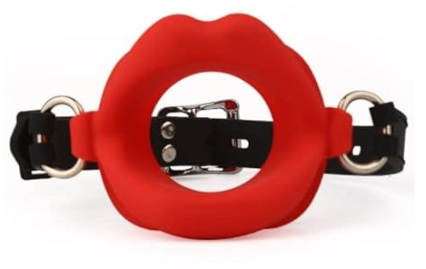 SM alternativa juguete herramienta de tortura pareja sexo mamada bola labios o tipo sexo abridor entrenamiento boca enchufe de silicona apertura gag juguetes sexuales (Red-black-M)