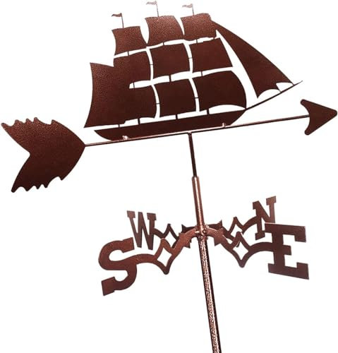 HEYDGBBZ Girouette pour Cour, girouettes, indicateur de Direction du Vent, girouette cuirassé Viking Bateau Pirate Vintage pour décoration de Toit de Jardin extérieur