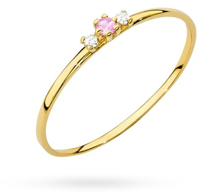 MARKO Ring Damen Gold mit Zirkonia – Echtgold Schmuckring Glitzer – Verlobungsring Damen Gold – Frauen Ringe Schmuck – Ästhetischer Love Everlasting - Anxiety (Rosa Zirkoniumdioxid, 51 (16.2))