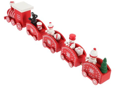 VALICLUD Holzeisenbahn-weihnachtszug Weihnachtseisenbahn-deko Kleine Weihnachtszug-bastelset Spielzeugeisenbahn für Weihnachtsdeko Weihnachtstischdeko aus Holz